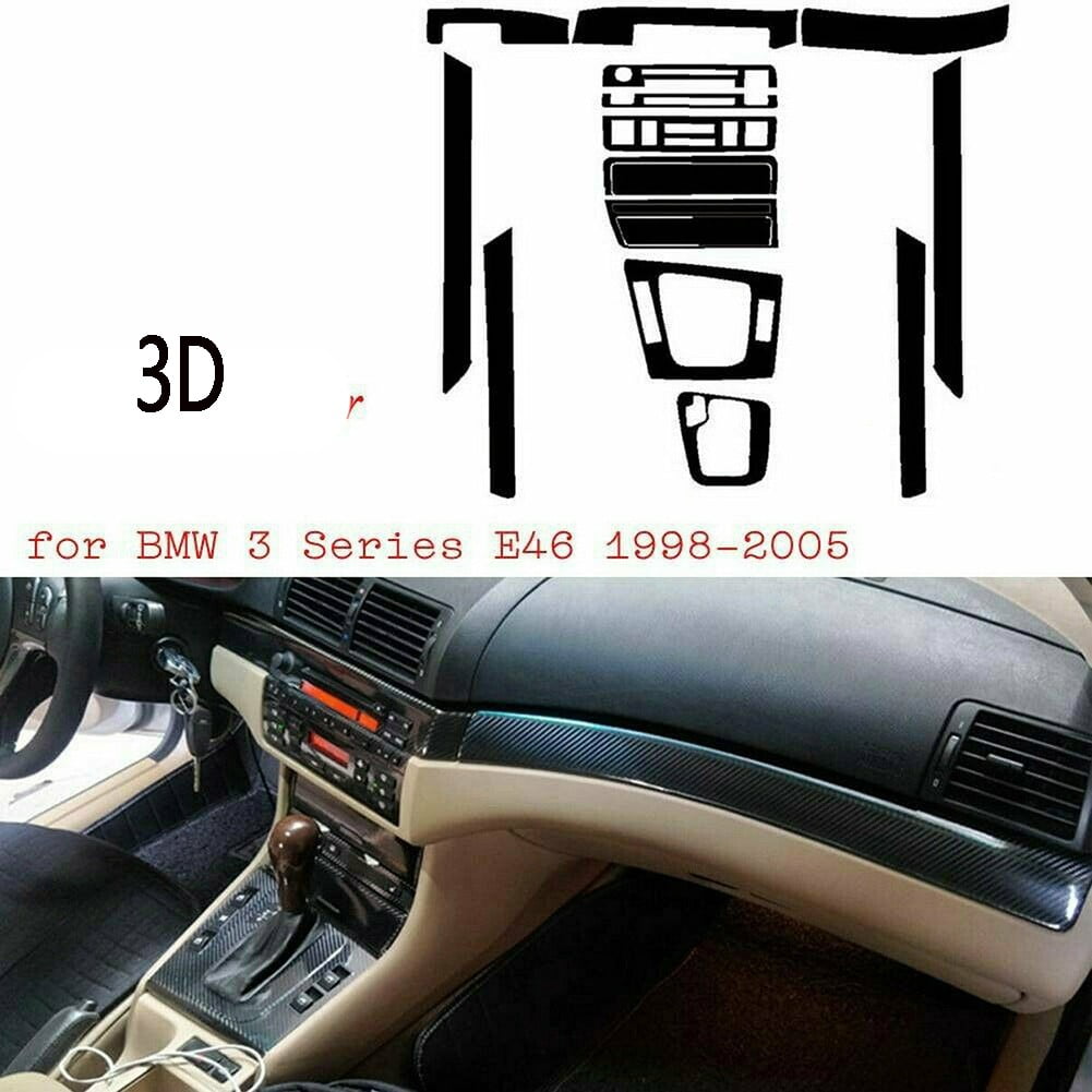 Fule Interior Dash Wrap Trim For BMW 3 Series E46 1998-2005 Carbon Fiber 3D Sticker