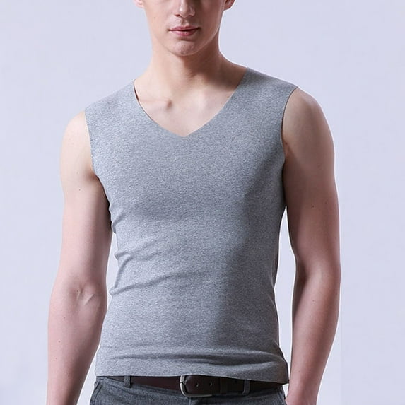 Fule Men Ice Silk Sleeveless Vest V-Neck Tank Top Underwear Undershirt Muscle T-Shirt