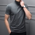 thumbnail image 1 of Fule Men Mock Neck Basic Plain Blouse T-shirt Pullover Short Sleeve Top Bottoming Top, 1 of 9