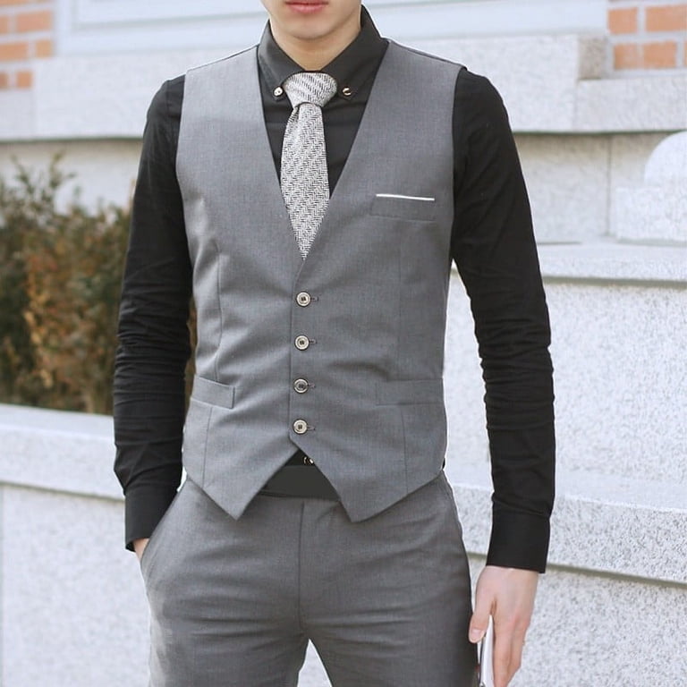Fule Men's Formal Business Casual Dress Vest Suit Slim Fit Tuxedo Waistcoat Coat Fule Men's Formal Business Casual Dress Vest Suit Slim Fit Tuxedo Waistcoat Coat