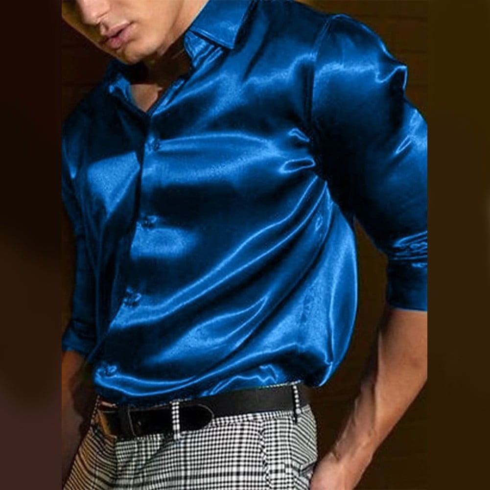 Mens Satin Silk Button Home Wear Set
