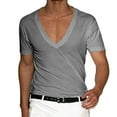 thumbnail image 1 of Fule Mens Short Sleeve T-shirt Deep V Neck Gym Muscle Fitness Bodybuilding Tee Tops, 1 of 8