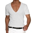 thumbnail image 1 of Fule Mens Short Sleeve T-shirt Deep V Neck Gym Muscle Fitness Bodybuilding Tee Tops, 1 of 8