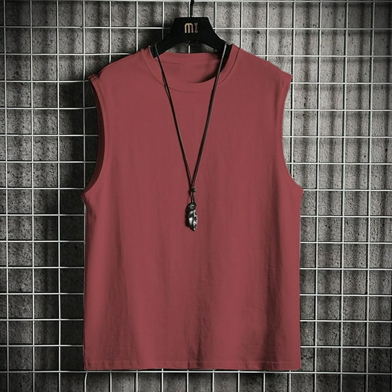 Fule Mens Sleeveless Muscle Tee Solid Blank Tank T Shirt Hot Summer Gym Top