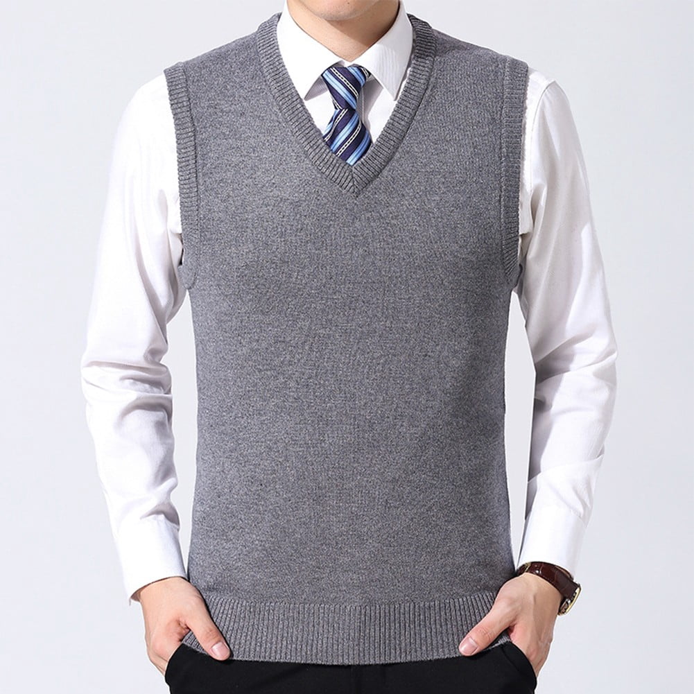 Fule Mens Slim Fit Sweater Vest Knitted Tank Top Sleeveless Pullover