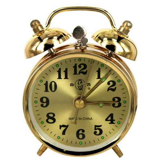 Fule Retro Mechanical Alarm Clock 2.8in Twin Bell Alarm Clock with Mechanical Wind Up Spring,No Snooze,Battery Operated,for Bedroom,Bedside,Loud Bell for Heavy Sleepers,Gold