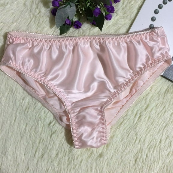 Fule Sexy Shiny Solid Underwear Soft Thongs Briefs Women Silk Panties Breathable