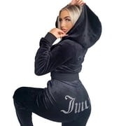 Fule Women 2 Piece Outfits Velour Tracksuit For Velvet Jogging Workout Sets
