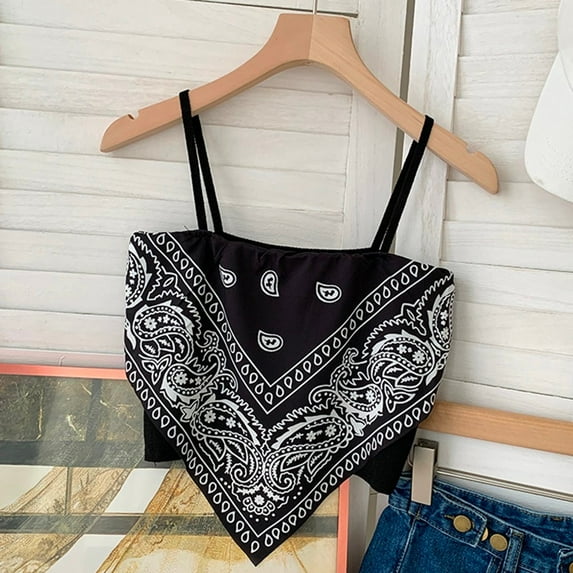 Fule Women Satin Tie Back Knot Spaghetti Straps Cami Tube Crop Top Sleeveless Blouse