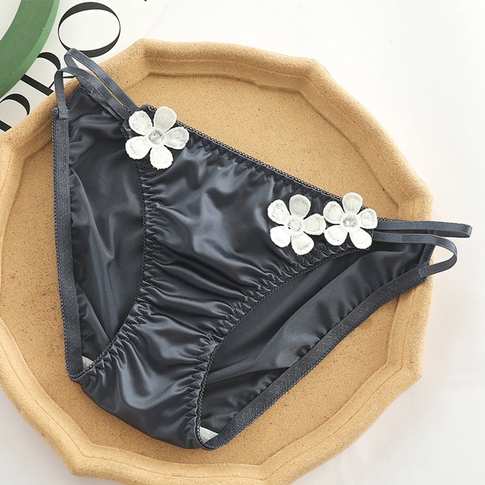Fule Women Sexy Smooth Satin Lingerie Panties Breathable Low Waist