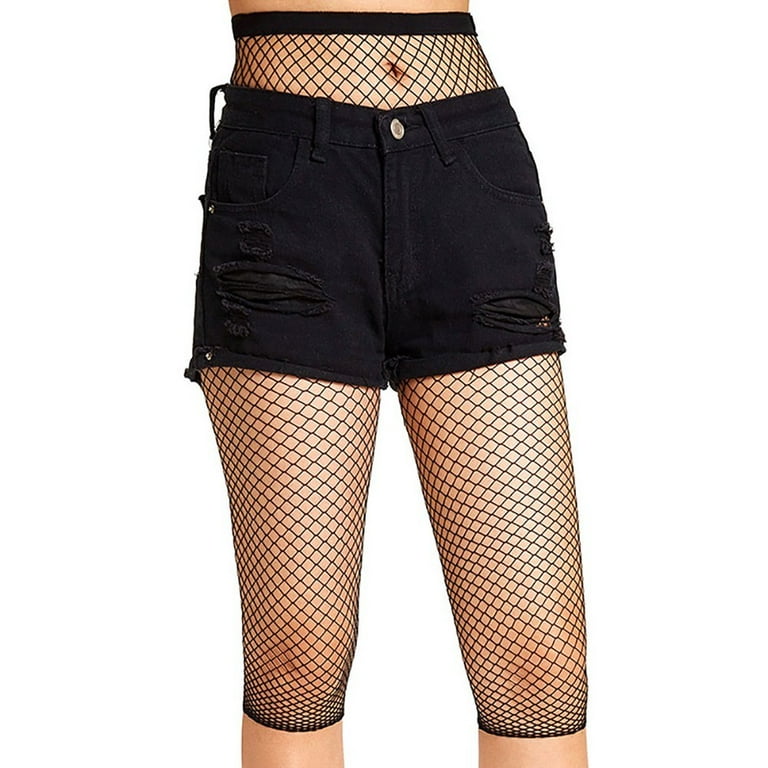 Fule Womens High Waist Fishnet Mesh Half Legging Shorts Pants See through Stockings Walmart