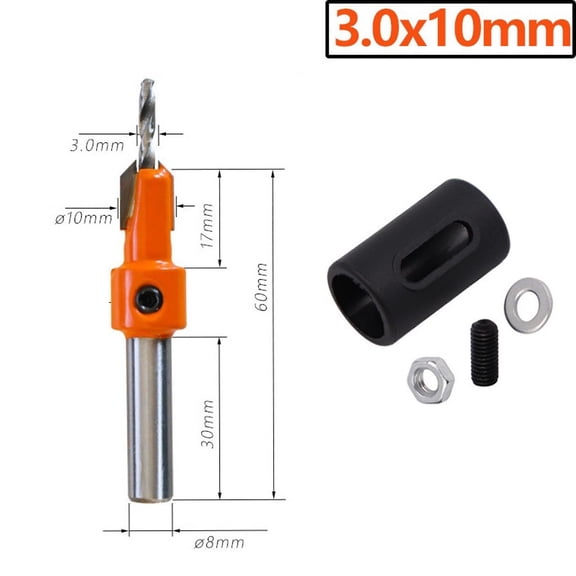 Fule Woodworking Round Shank Countersink Drill Bit Stopper Self Tapping Screw Taper