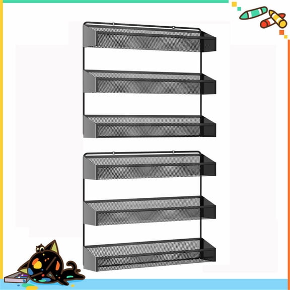 Fuleadture 2 PC 3 Tiers Seasoning Rack in Home,Black