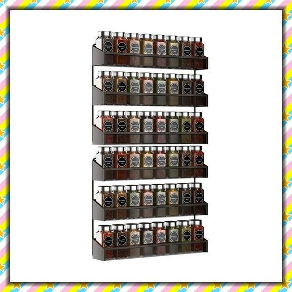 Fuleadture 2 Pack 3 Tier Metal Spice Rack Organizer Wall-Mount Seasoning Jars Shelf for Cupboard, Pantry Door, Bronze