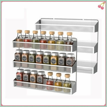 Fuleadture 2 Pieces 3 Tier Seasoning Rack in Home,(Silver)