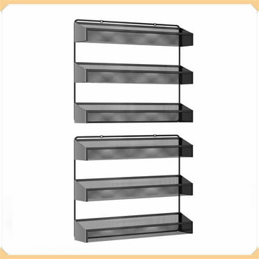 Fuleadture 2 Pieces 3 Tier Spice Rack Organizer for Cabinet,Spice Racks in Home,(Black)