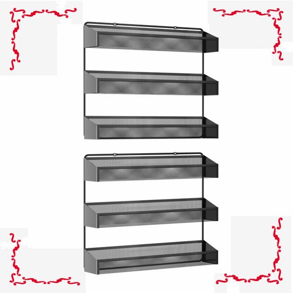 Fuleadture 2 Pieces 3 Tier Spice Rack Organizer for Cabinet,Spice Racks in Home,(Black)