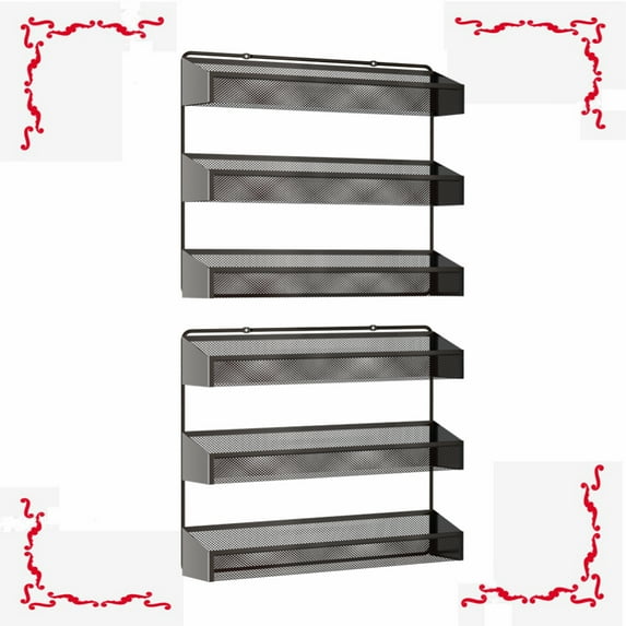 Fuleadture 2 Pieces 3 Tiers Wall Mount Spice Rack for Kitchen,Bronze