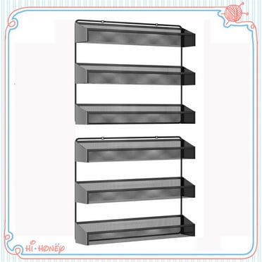 Fuleadture 2 Pieces 3 Tiers Wall Spice Rack,Spice Rack Organizer for Cabinet in Home,Black