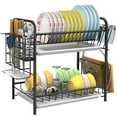 thumbnail image 1 of Fuleadture 2 Tier Dish Drying Rack with Drainboard, Black, 1 of 7