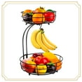 thumbnail image 1 of Fuleadture 2 Tier Metal Fruit Vegetable Bowls with Banana Hanger, Detachable Storage Basket for Kitchen Countertop, Black, 1 of 7