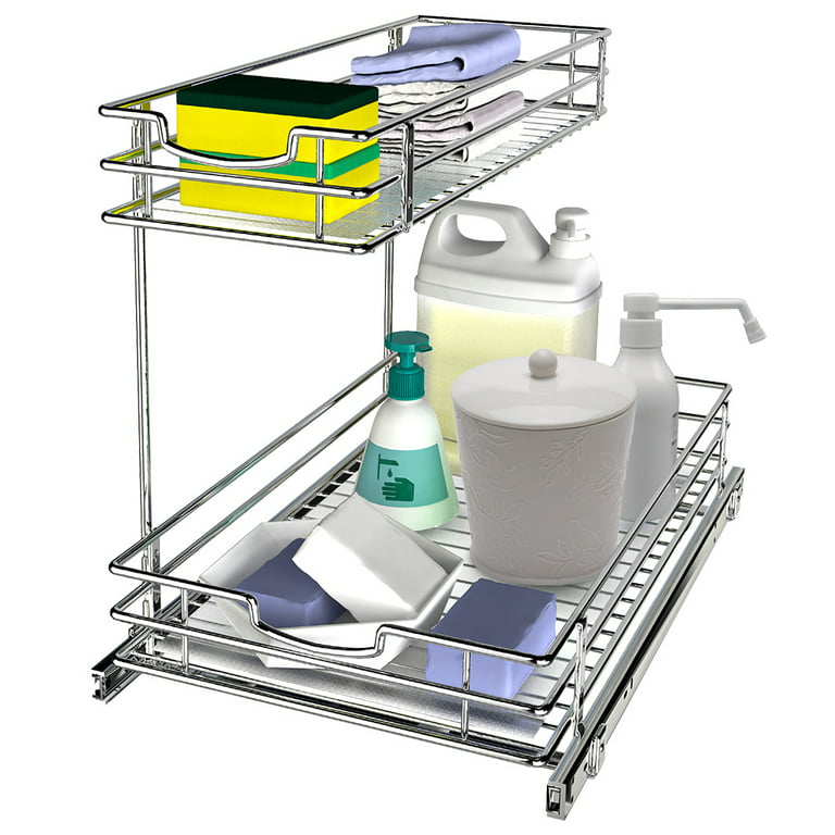 Fuleadture 2 Tier Pull Out Cabinet Organizer, Under Sink Slide Out