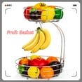 thumbnail image 1 of Fuleadture 2 Tier Wire Metal Fruit Vegetable Basket Bowl with Banana Tree, Detachable Holder for Kitchen Countertop in Chrome, 1 of 8