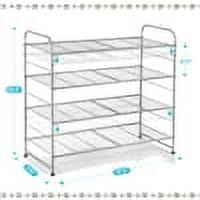 Fuleadture 4 Tier Shoe Rack in Home for Bedroom Closet in Kitchen,Silver