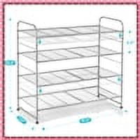 Fuleadture 4 Layer Shoe Shelves Shoe Rack Organizer Closet Shoe Rack in Kitchen-(Silver)