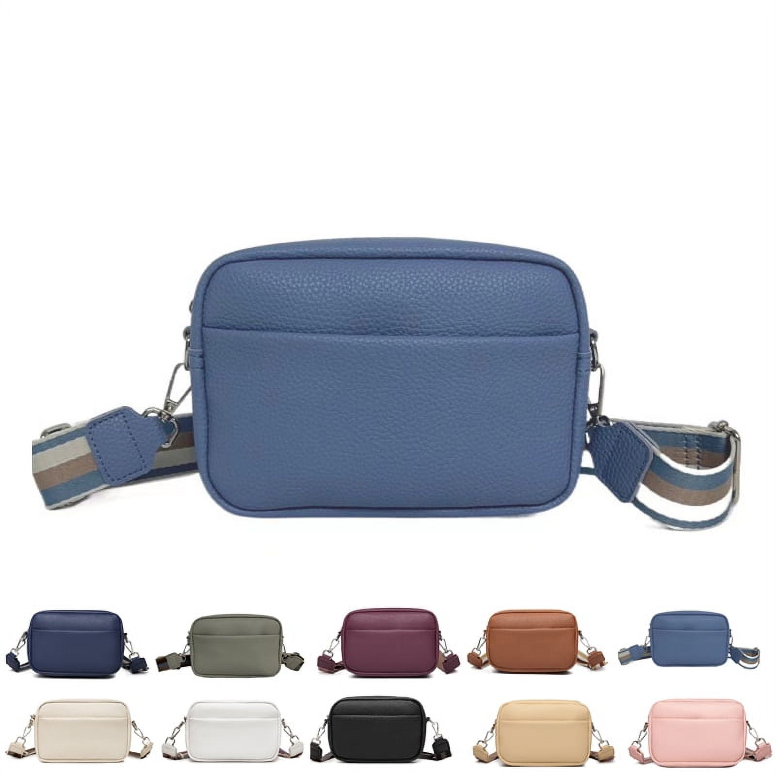 Blue Crossbody Bag With Wide Strap