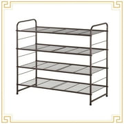 Fuleadture Metal 4-Tier Shoe Rack Storage,Adjustable & Freestanding Shoe Shelf for Closet Bedroom Entryway in Bronze