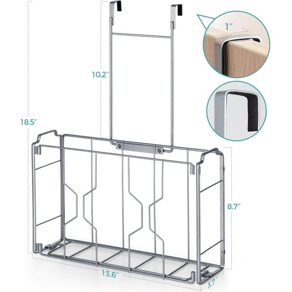 Fuleadture Metal Over-the-Cabinet Door Storage Organizer Basket,2 Pieces,Silver