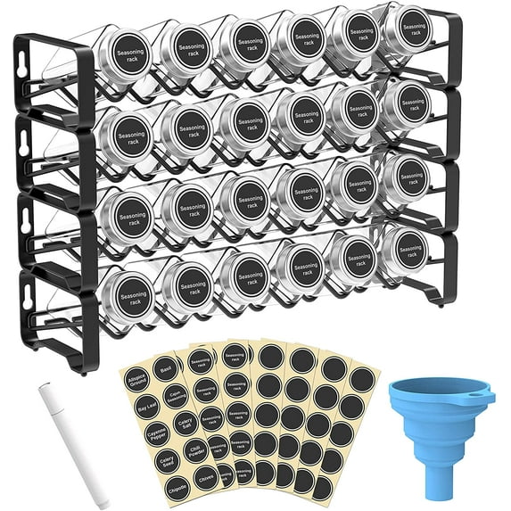 Fuleadture Seasoning Rack, Spice Rack Organizer,With 24 Glass Bottles