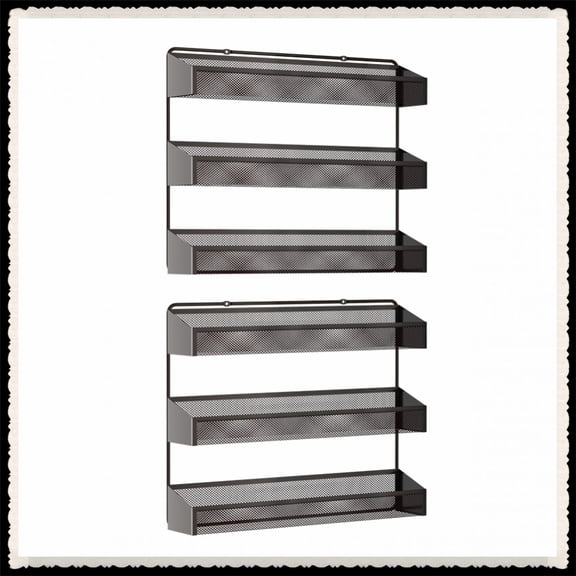 Fuleadture Set of 2 3 Layers Spice Rack Wall for Kitchen-Bronze