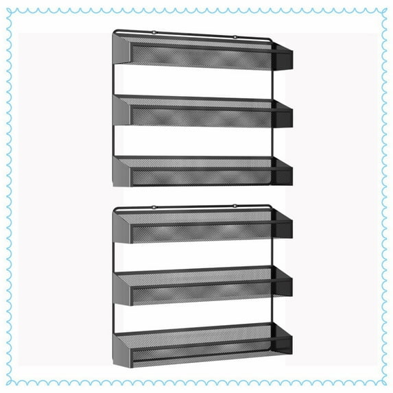 Fuleadture Set of 2 3 Tier Spice Rack Organizer for Cabinet,Spice Racks for Kitchen-(Black)