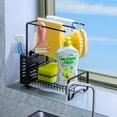 thumbnail image 1 of Fuleadture Sponge Holder for Sink, Large Kitchen Sink Caddy Organizer Dish Rags Metal Storage Rack, Black, 1 of 7
