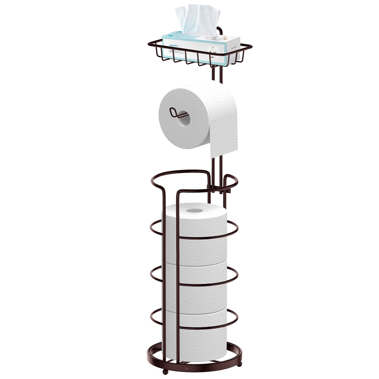 Bronze Freestanding Toilet Paper Holder with Storage Shelf