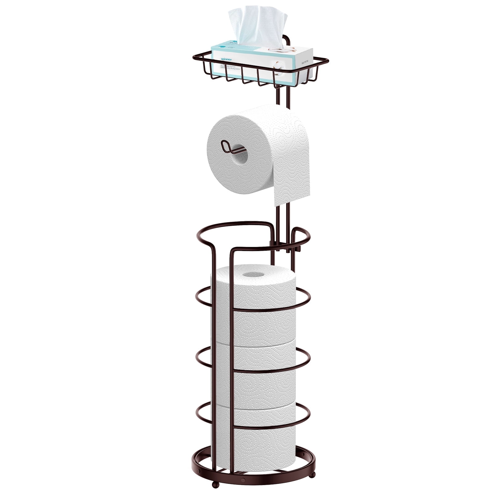 Bronze Freestanding Toilet Paper Holder with Storage Shelf
