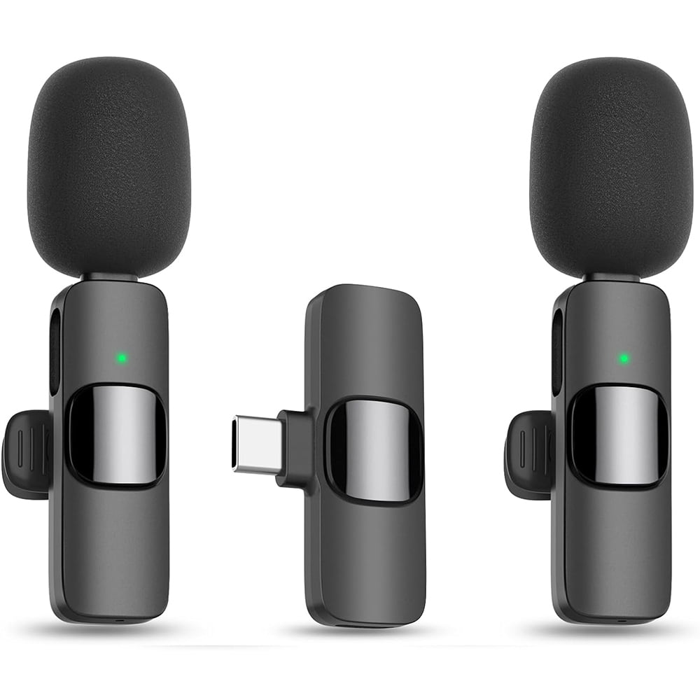 Wireless Lavalier Microphone - 2 Mics With Charging Case For IPhone Android TikTok