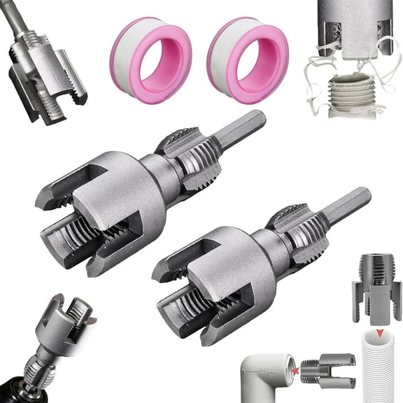 Fulfilexces 1 3/4 Threading Tool - Dual Internal/External Threader for PVC, Plastic Pipes - Electric Drill Compatible