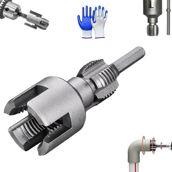 Fulfilexces Integrated Internal & External Pipe Threading Tool,1/2'' and 3/4'' Rethreading Tool for Water Pipes,Pipe Thread Cutting Tool, Electric Drill Compatible PVC Pipe Threader Kit