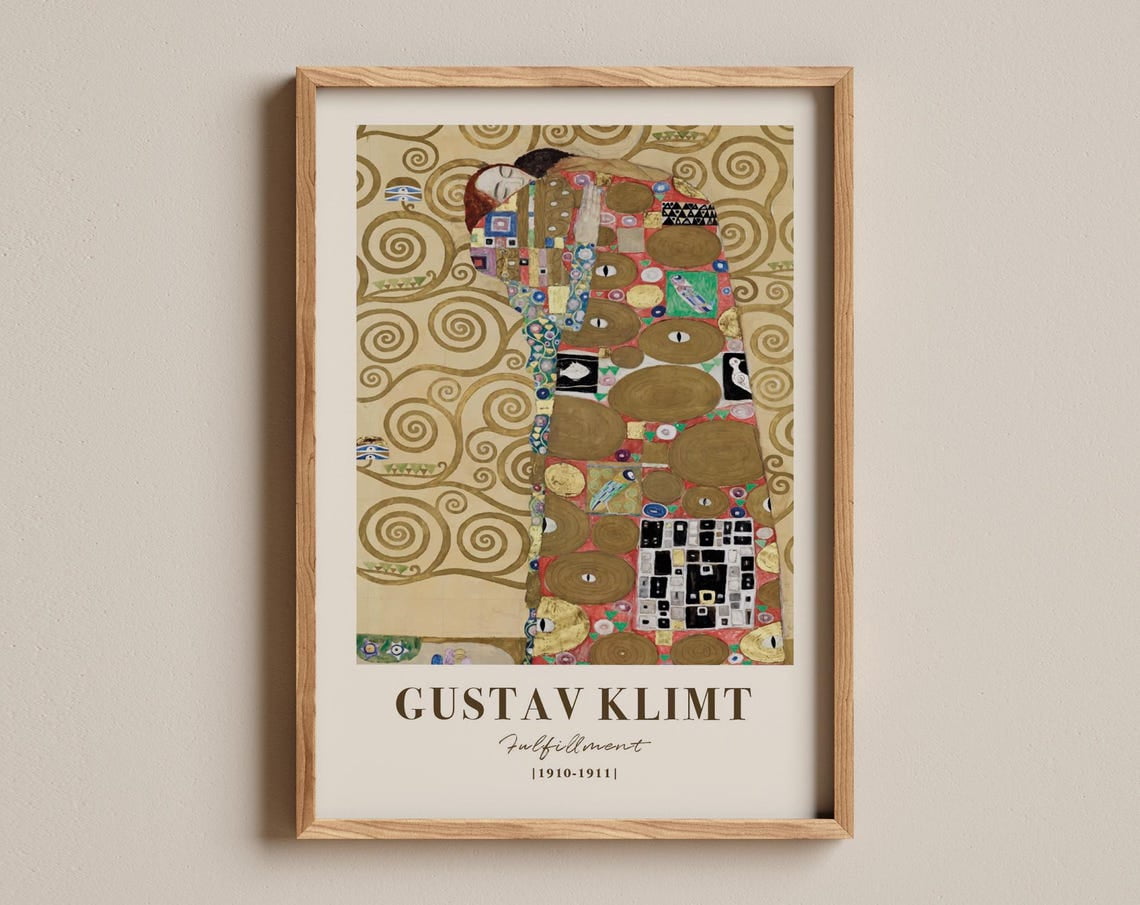 Fulfillment Print, Gustav Klimt Golden Embrace Painting, Tree Of Life