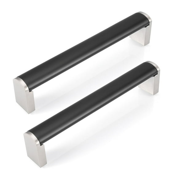 Fulgente 10 Pack 160mm Matte Black and Nickel Cabinets Handles for Kitchen Bathroom Drawer Door Cupboard Pulls 6-1/5'' Hardware Pull and Handle 6-1/5inch Center to Center Stainless Steel