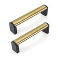 thumbnail image 1 of Fulgente 10 Pack Brushed Brass Kitchen Cabinets Handles 3-3/4 inch (96mm) Hole Center Gold and Black Dresser Drawer Pulls for Bathroom Cupboards Door Pull Golden Hardware 3-3/4'', 1 of 15