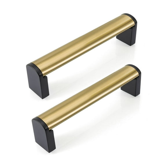 Fulgente 10 Pack Brushed Brass Kitchen Cabinets Handles 6-1/5inch (160mm) Matte Gold Drawer Pulls for Bathroom Cupboard Stainless Steel Closet Bar Handle Hardware