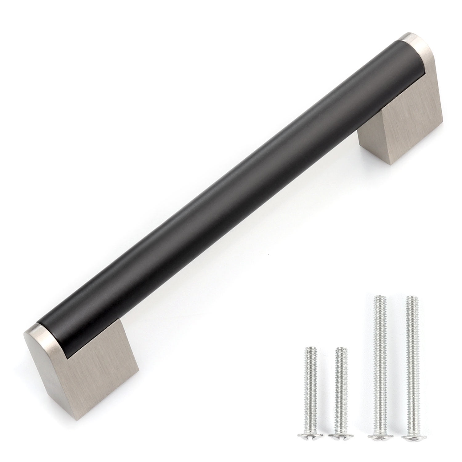 Fulgente 10 Pack Cabinets Handles and Pulls Matte Flat Black Finish (Center To Center 6-1/5'' 160mm) For Drawers Kitchen Drawer Cabinet Doors Hardware Hollow Metal Stainless Steel Satin Modern Style