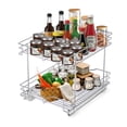 thumbnail image 1 of Fulgente 2 Tier Chrome Finish Pull Out Drawer Cabinet Organizer, Professional Wire Frame Shelf Heavy Duty Slide Out Kitchen Cabinets Storage Shelves, Sliding Rack for Cupboard (14"W x 18"D x 15.12''H）, 1 of 8