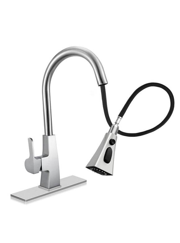 Fulgente Kitchen Faucet with Pull Down Sprayer with Mull-Function 3 Types Sprayhead Solid Brass 360° Swivel Removable
