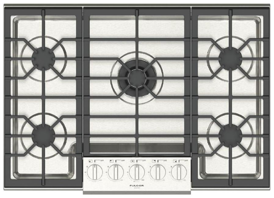 Fulgor Milano F4pgk3052 400 Series 30" Wide 5 Burner Liquid Propane / Natural Gas Cooktop