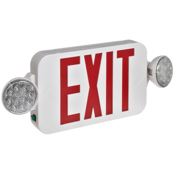 Fulham FHEC30WR Firehorse Emergency Exit Light/Sign Combo- Micro Led, White with Red Lettering